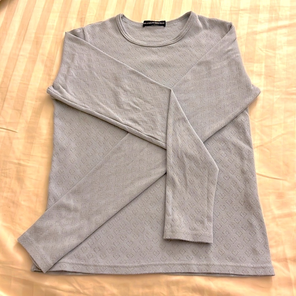 Brandy Melville light blue heart long sleeve shirt